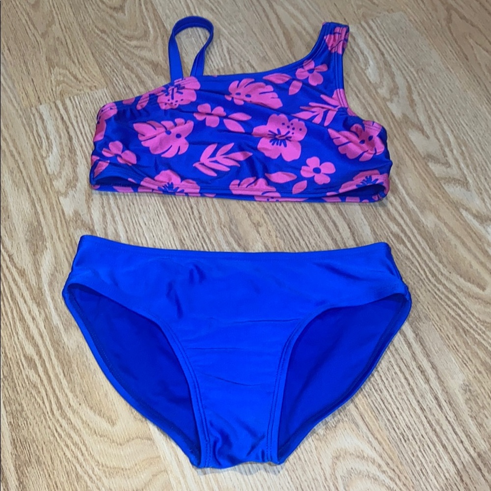Kids Swimwear Set in Blue and Pink Floral